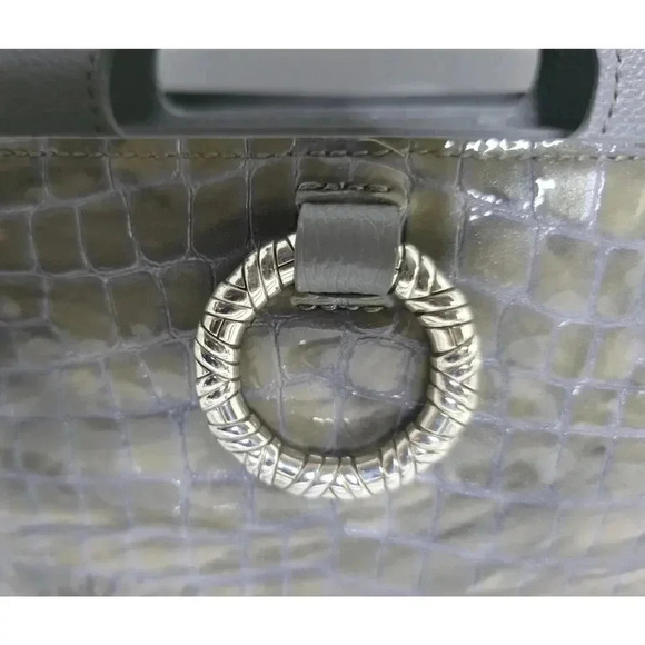 Brighton Sharona Dove Gray Handled Satchel Crossbody Purse Croc Embossed - Picture 3 of 16